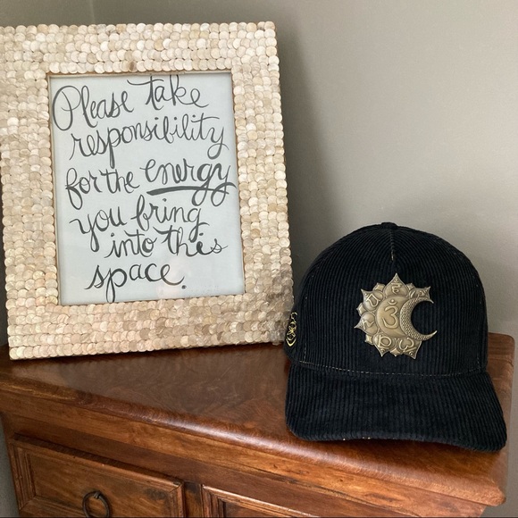 Corduroy Chakras Sun & Moon Embroidered and Embellished Flat Brim Hat - Picture 2 of 6